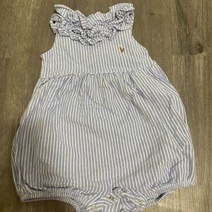 Ralph Lauren Striped Baby Romper with Ruffle Collar 18m